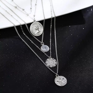4 Pack Pendant Coin Necklaces